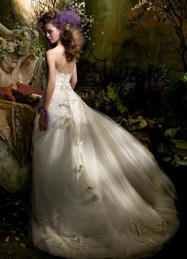 Silk flowers wedding dress